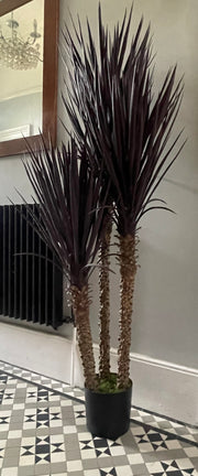 155cm Artificial Yukka Tree Plant Spiky UV Resistant Outdoor Tree Triple Dark Red / Brown